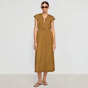 Modern Citizen Shreya Tie-Front Organic Cotton Dress Size XSLight Ochre / XS